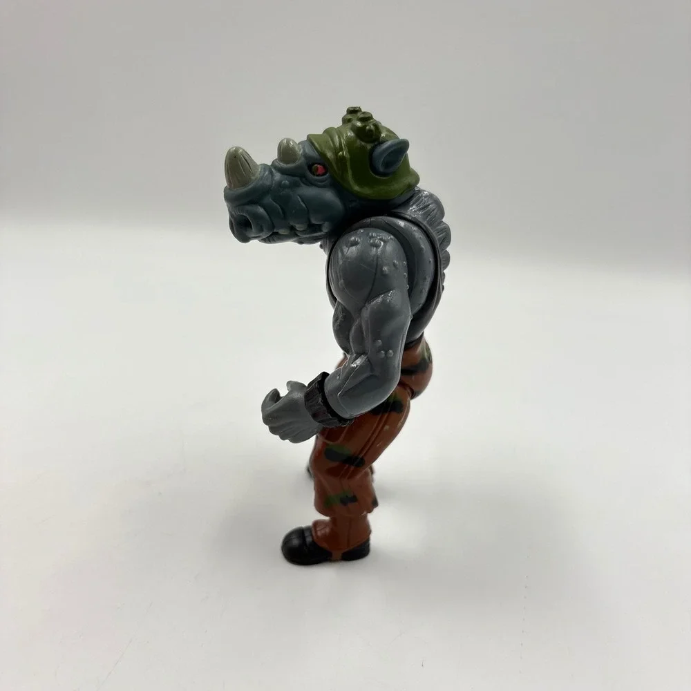 Playmates Rocksteady Action Figure 4.5in Gray Good 1988 Vintage TMNT Camo